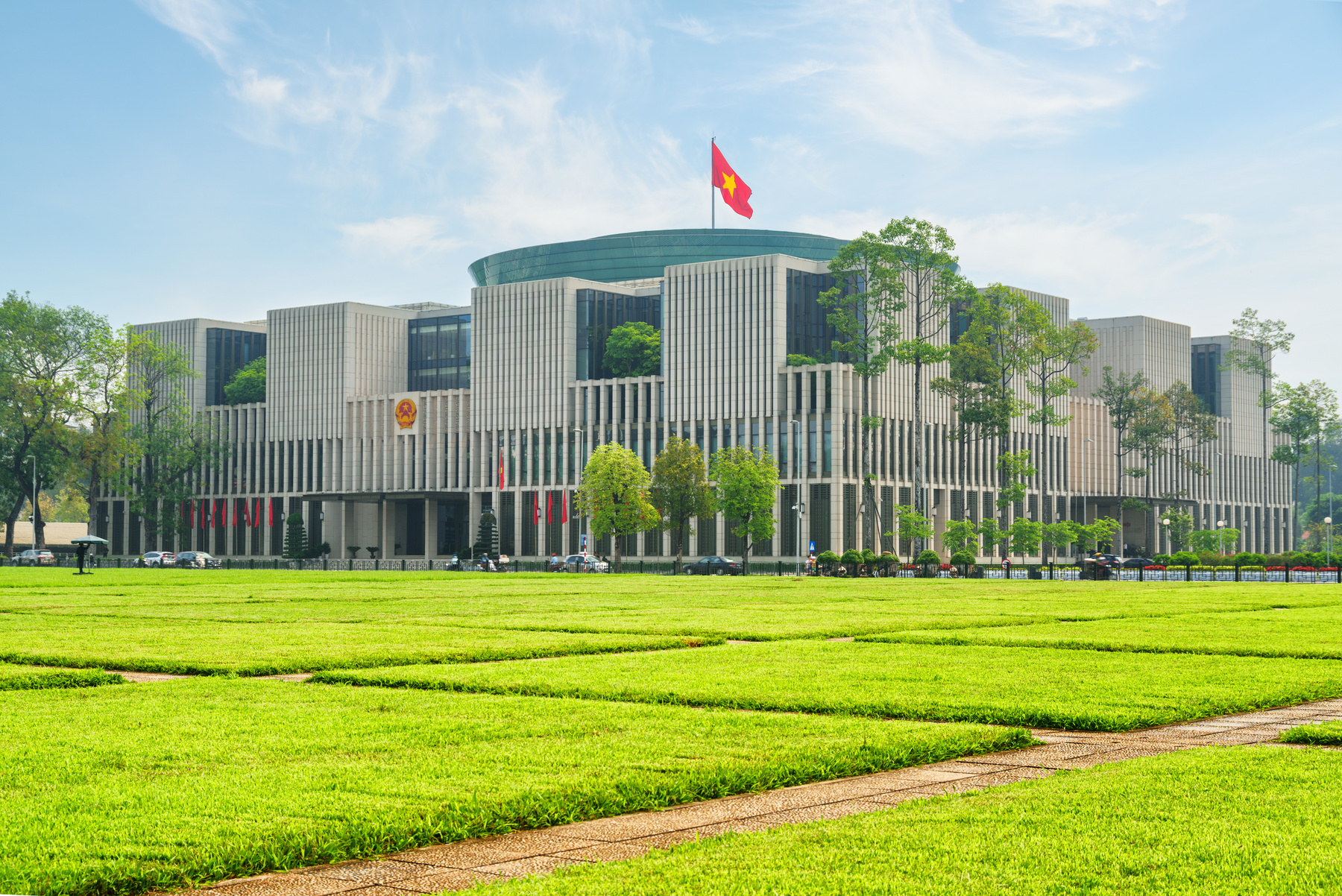 The National Assembly Building in the Ba Dinh Square, Vietnam