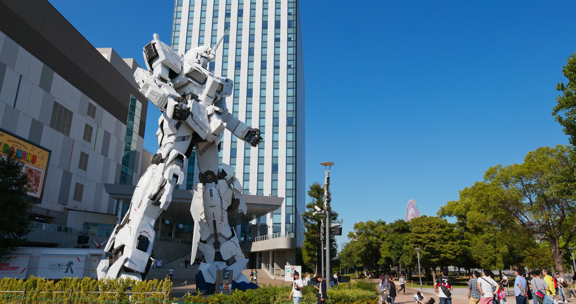 Tokyo, Japan 30 June 2019: Unicorn Gundam Statue in Odaiba