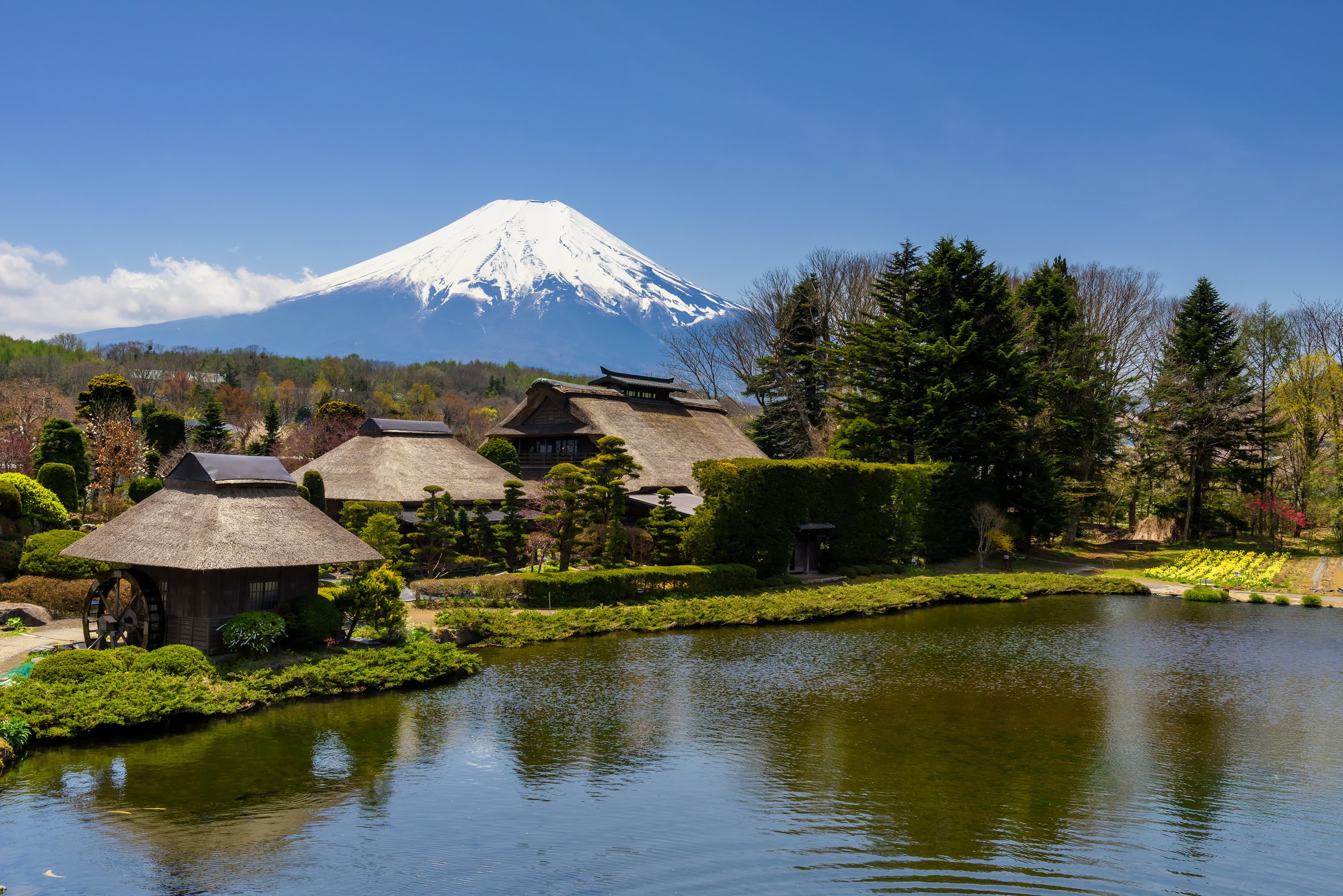 Oshino Hakkai village with Fuji view