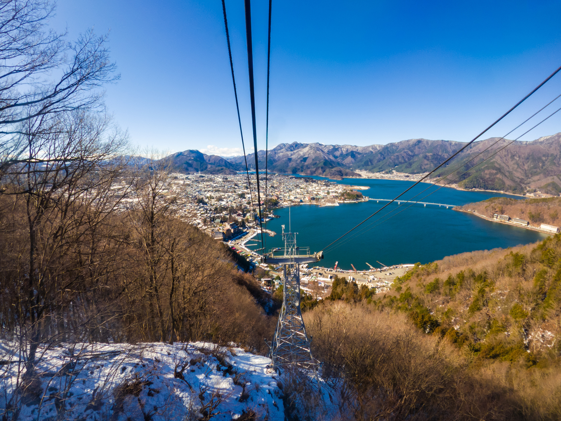 Kawaguchiko Lake and Snow Mountain at Fujyoshida Town Take from Ropeway