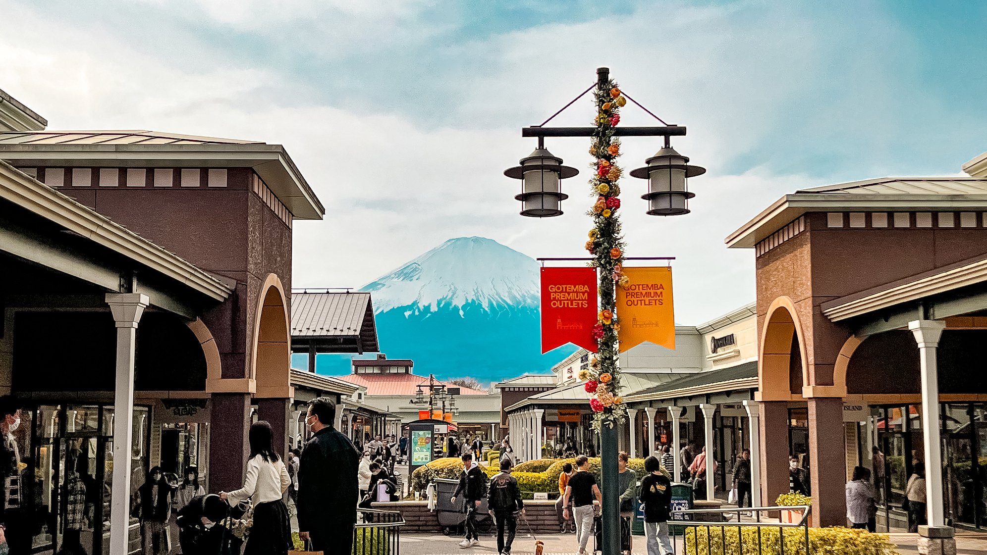 A view of Mount Fuji from a city