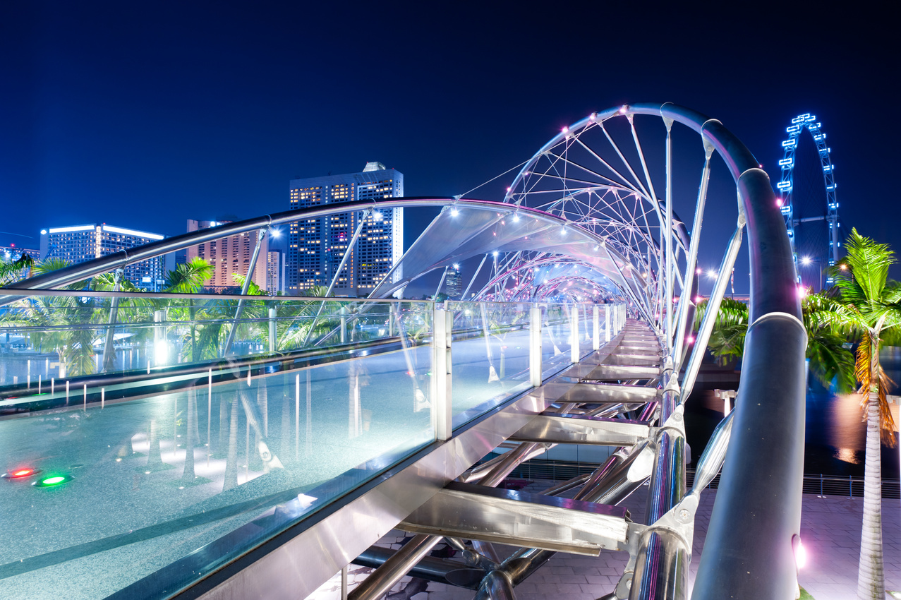 Double Helix Bridge and Flyer, Singapore