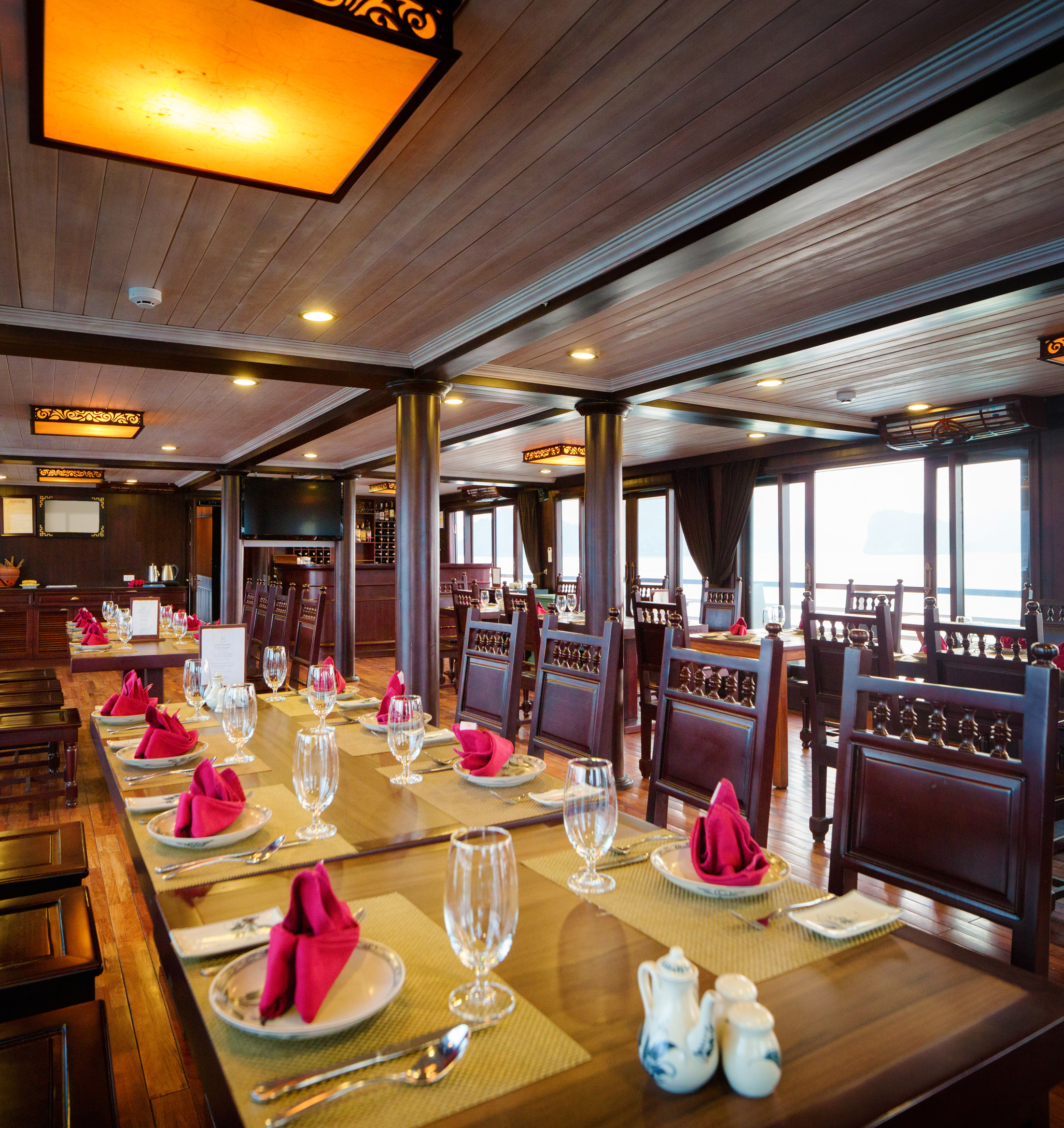 Interior of Vietnamese cruise ship dining room