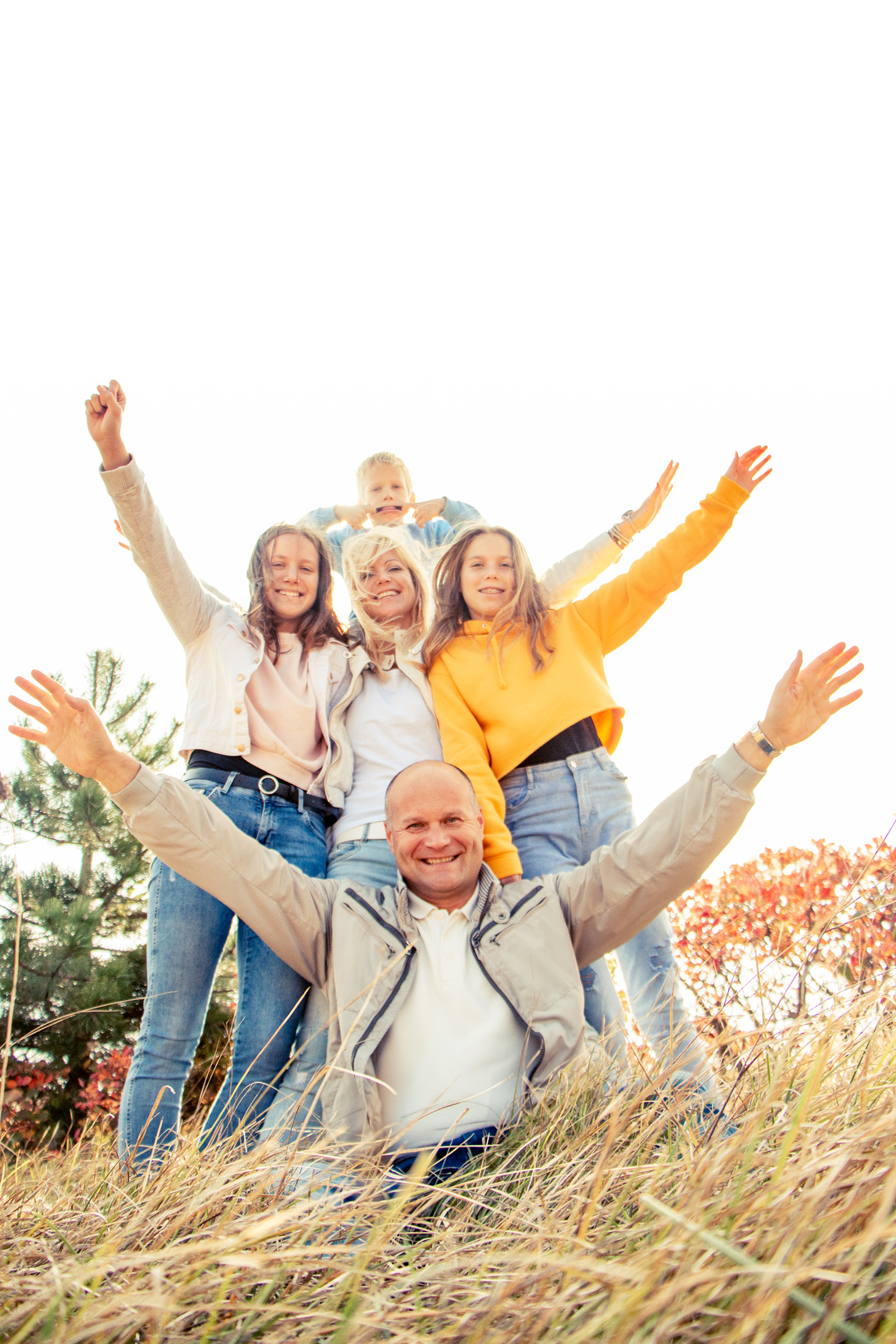 Joyful Family Group Photo Outdoors